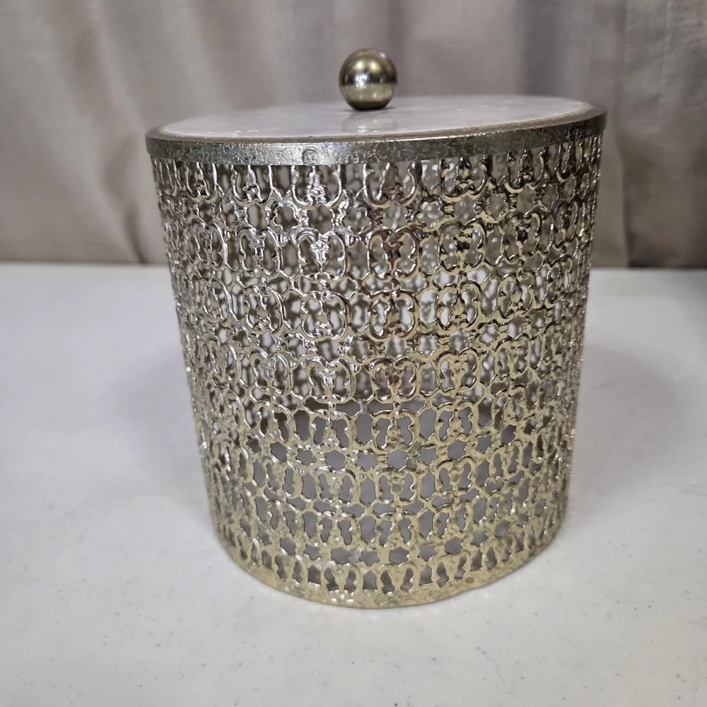 Vtg Hollywood Regency Toilet Paper Roll Cover Gold Filagree